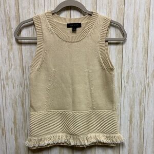 Ann Taylor Beige Knit Tank Top with Fringe
